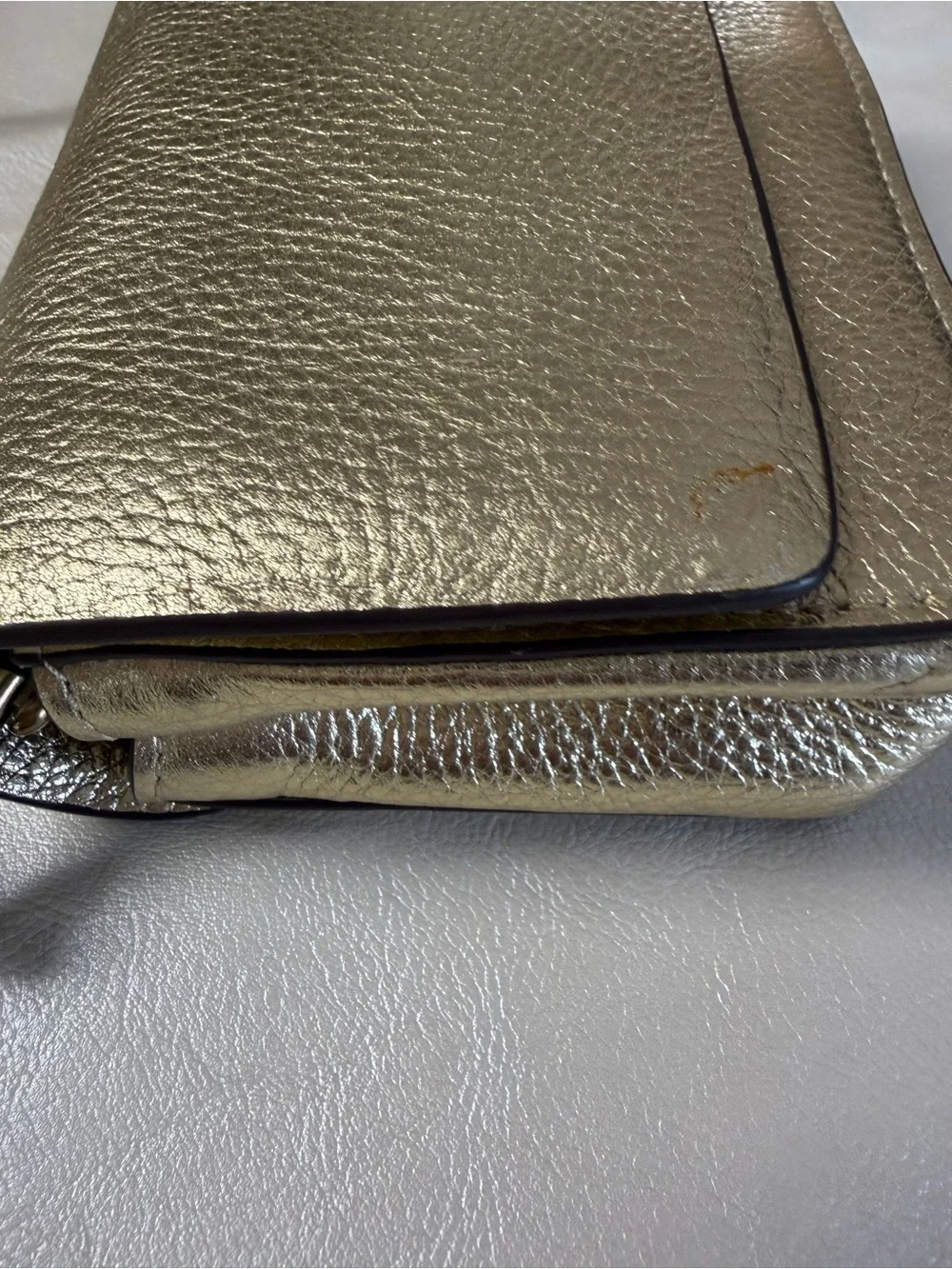 J. Crew Metallic Gold Pebbled Leather Crossbody Bag